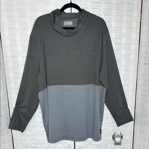 PGA Tour Two Tone Lightweight Long Sleeve Hoodie in Asphalt UPF 20 Size XXL